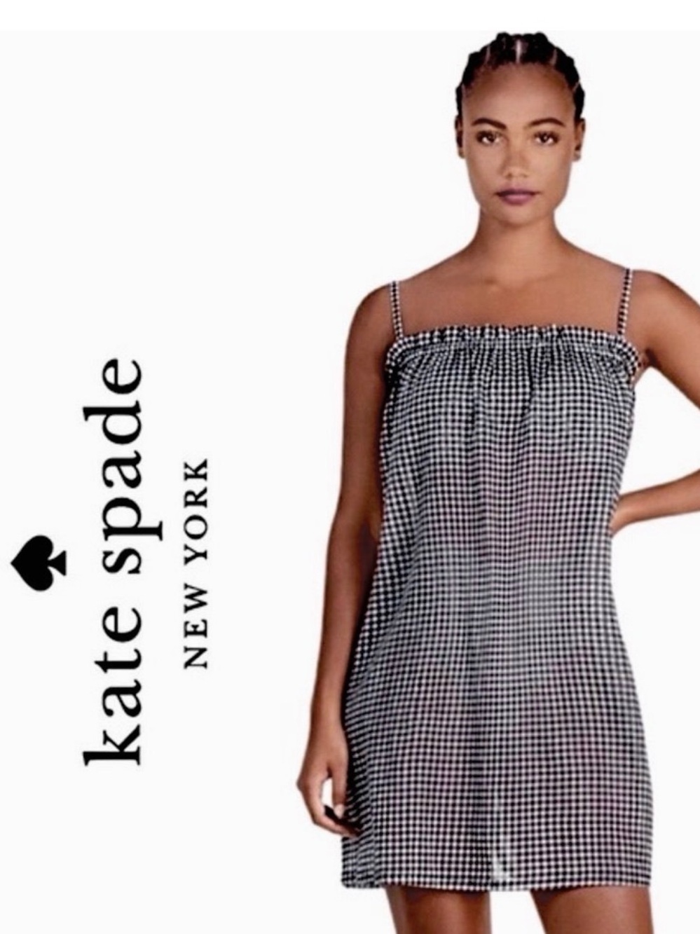 Kate Spade black & white gingham print Cover Up LARGE NWT
